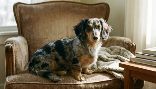 Teckel nain poil long arlequin