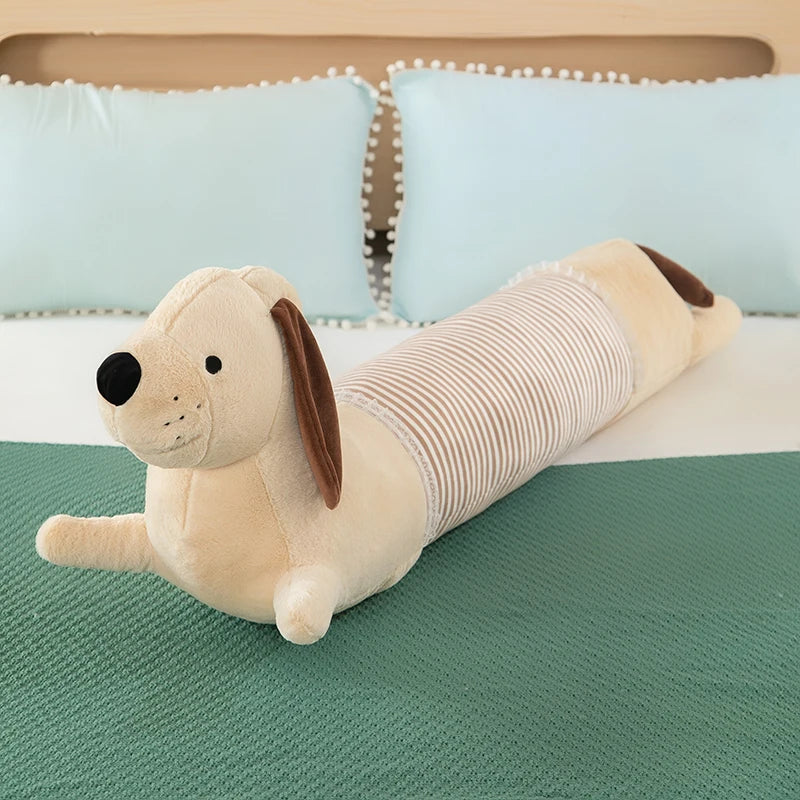 Peluche Teckel à rayures beige