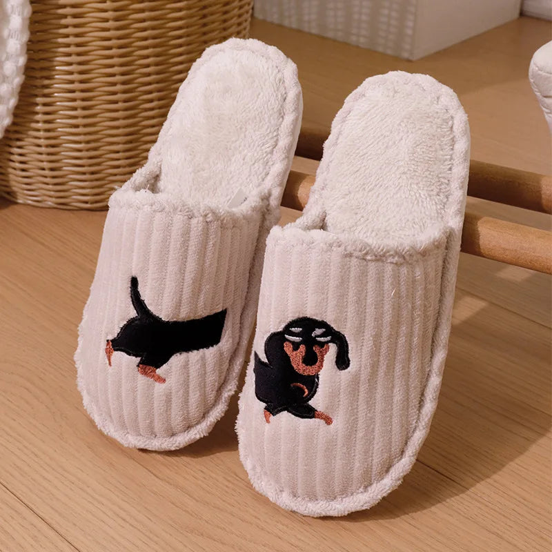 Pantoufles Teckel Effet Velours