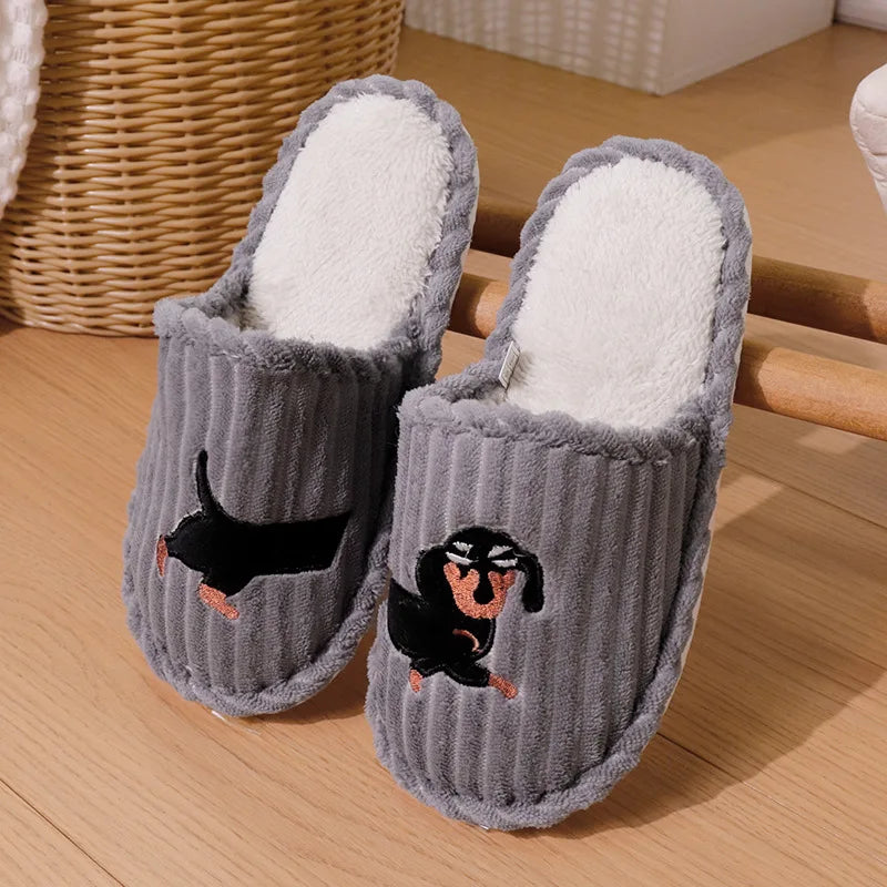 Pantoufles Teckel Effet Velours