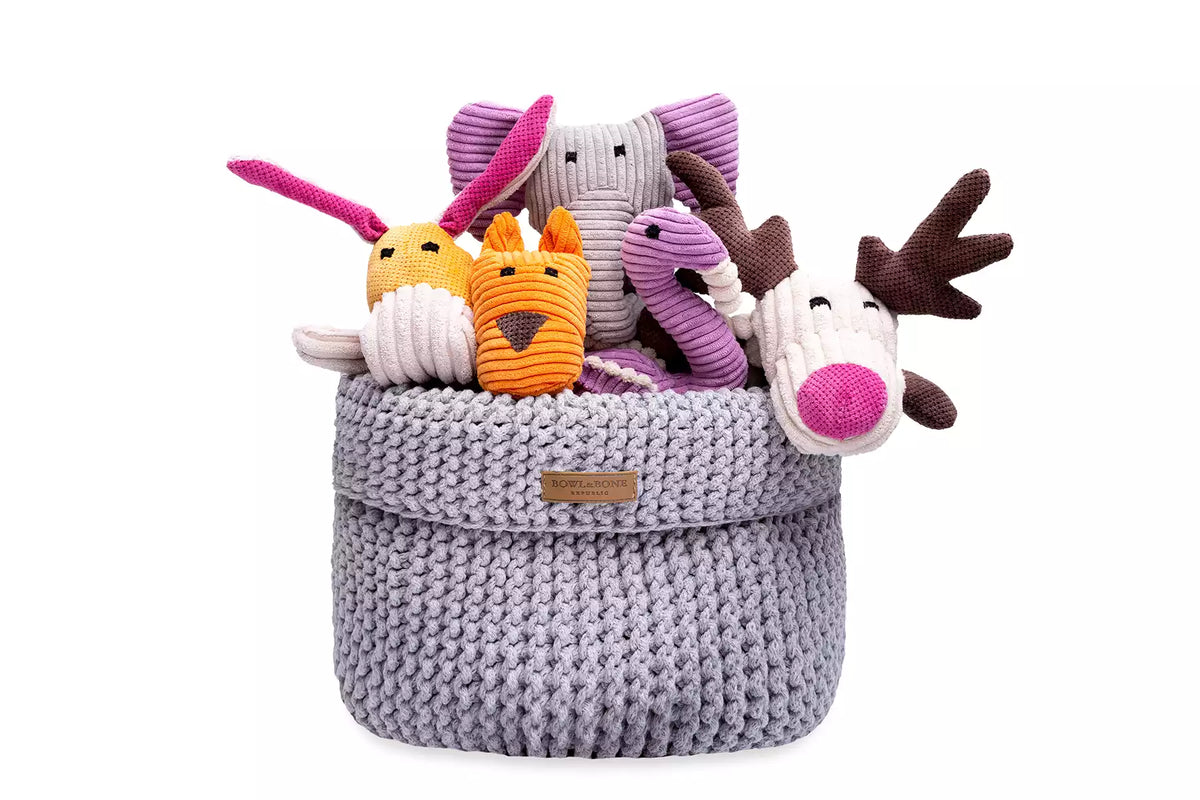 Panier de Rangement Cotton pour Jouets de Teckel - Gris